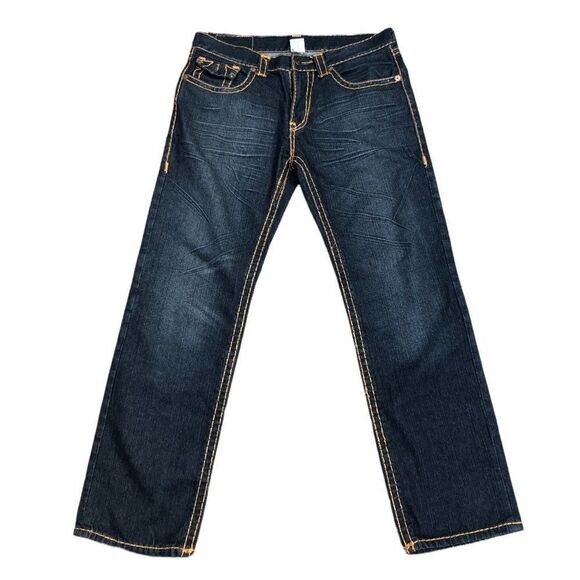 VINTAGE True Religion Jeans Size 36 Yellow Horshoe - Picture 3 of 15